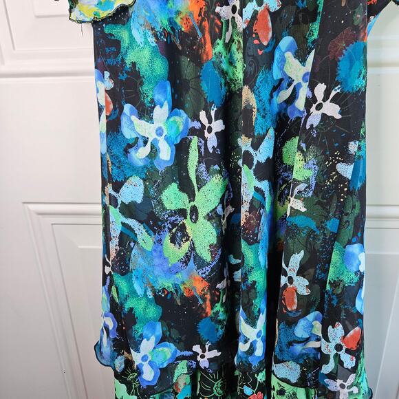 THALIA SODI FLORAL SUMMER DRESS Large Adjust Strap KNEE LENGTH TRIPLE LAYER - Picture 5 of 8